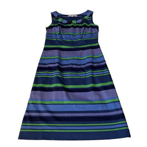 Boden Womens Sheath Dress 8R Blue Coastal Print Lined Sleeveless Side Zip